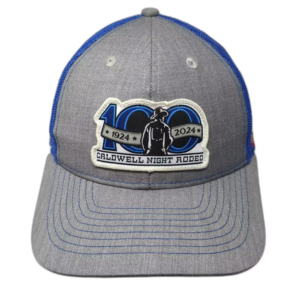 AMG Trucker Hat Caldwell Night Rodeo Gray Blue One Size Snapback Mesh Patch Cap